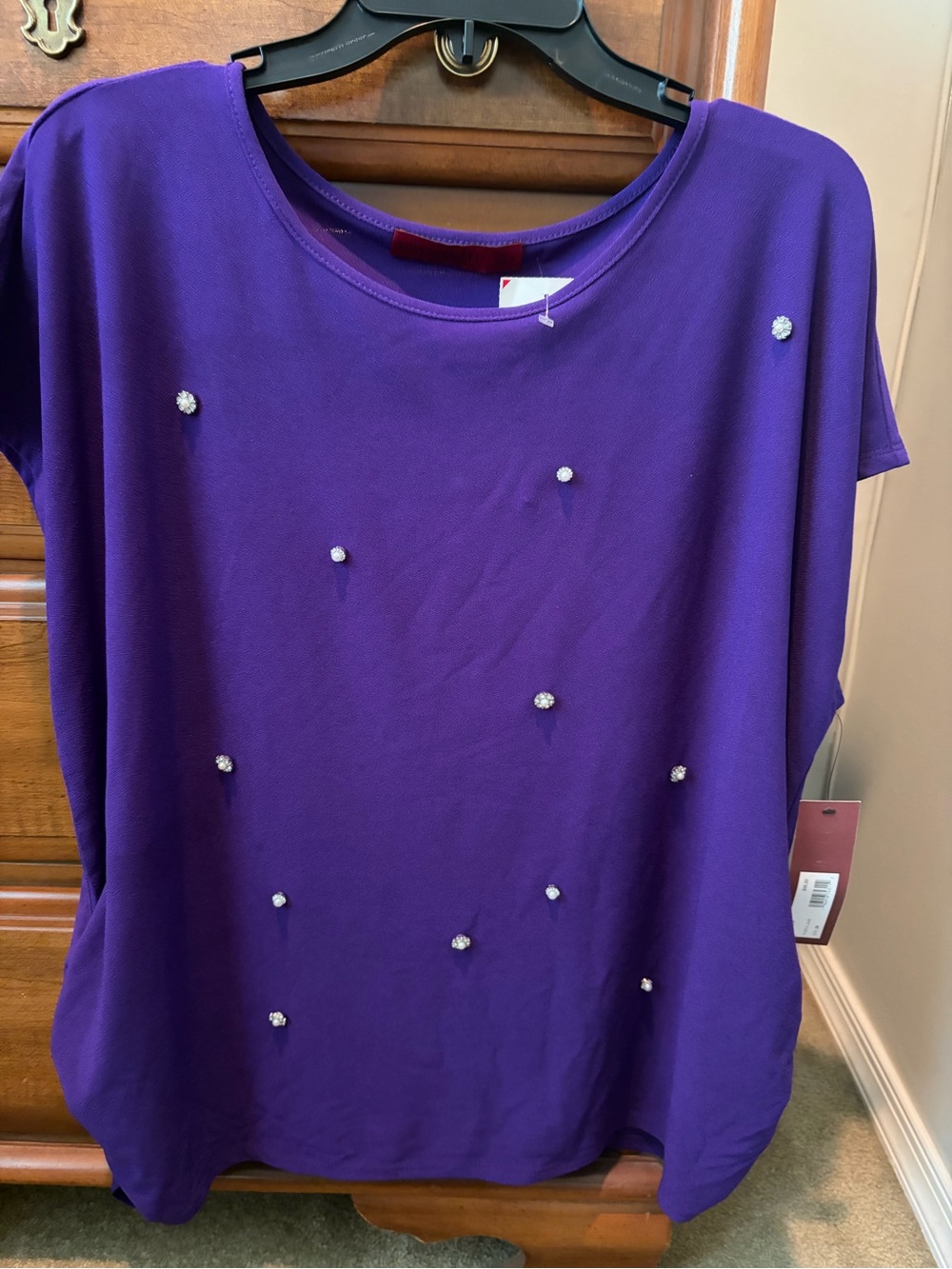 Scarlett Purple Short Sleeve Tee with Rhinestone Accents